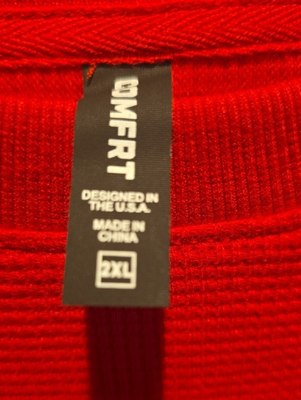 COMFRT Red Short-Sleeve Crewneck WAFFLE KNIT Shirt 2XL - Picture 2 of 3